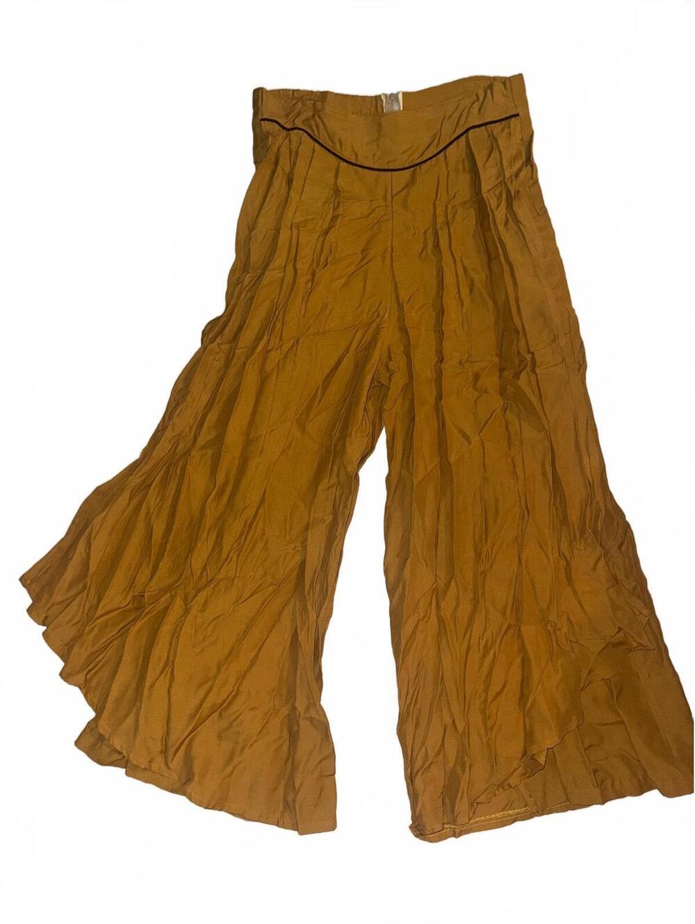 Vintage Women's Boutique Mustard Wide Leg Cropped Pants Size M